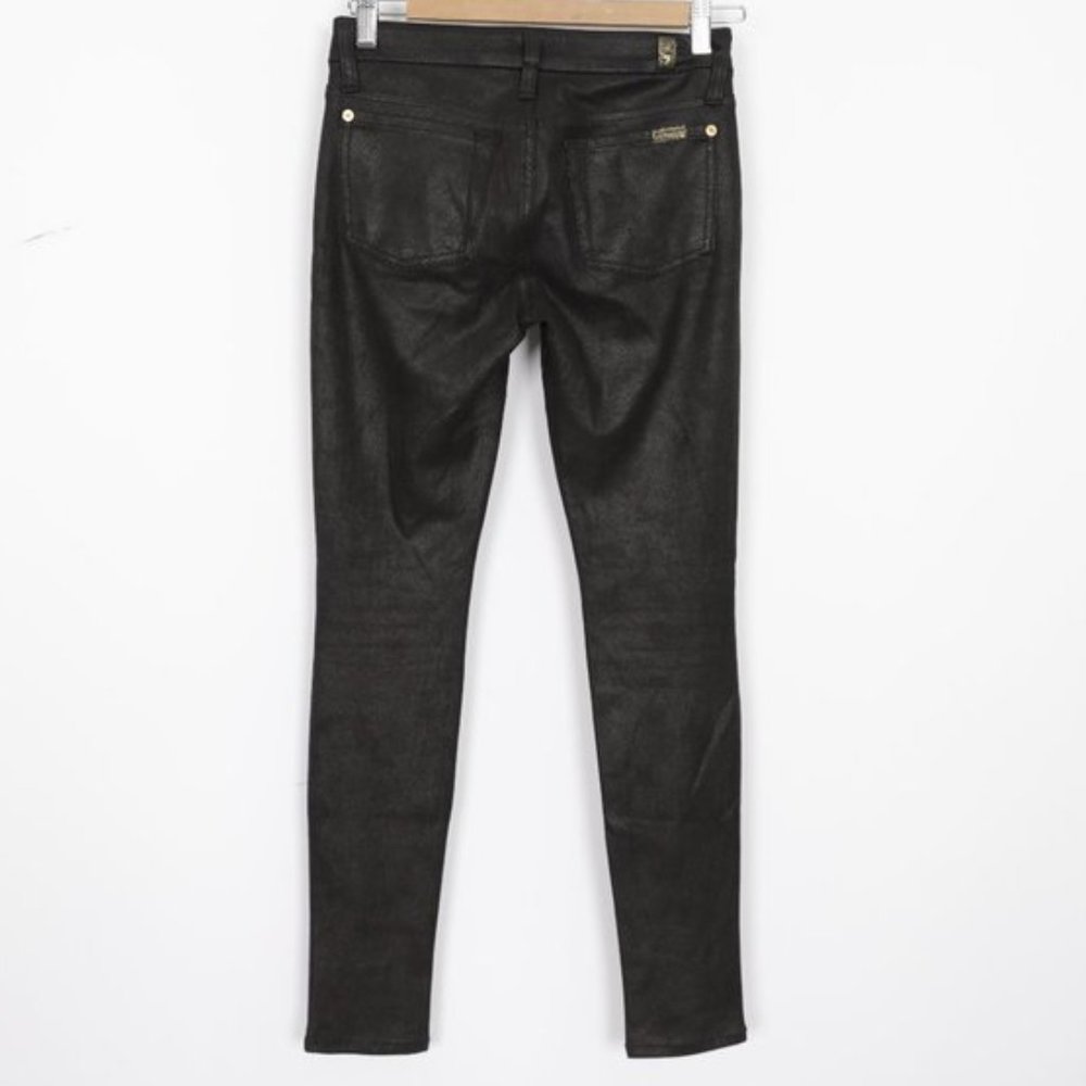 7 For All Mankind Black Stretch Skinny Jeans Tiny Snakeskin Texture size 24